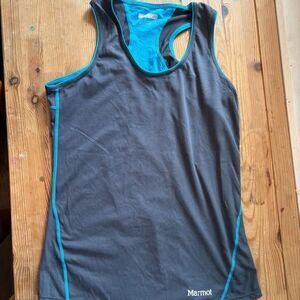 Marmot Grey Blue Racerback Leda Tank Top Work Out Exercise Fitness Gym Women's S